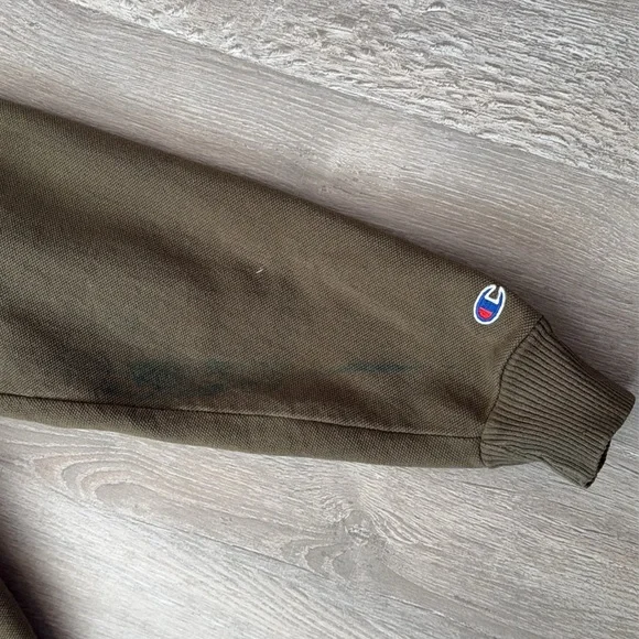 Vintage army green Champion pullover sweatshirt USA made medium *stain* - Picture 11 of 13